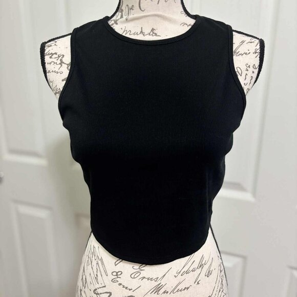 Future Collective Tops - Brand New (tagless) Women's Black Cropped Ribbed Tank Top Size M